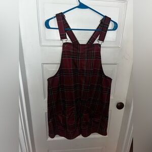 No Boundaries Swing Plaid Overall Dress